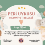 Asya Bican bebeğin Peri Uykusu uyku eğitimi mezuniyet sertifikası