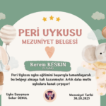 Kerem Keski̇n bebeğin Peri Uykusu uyku eğitimi mezuniyet sertifikası